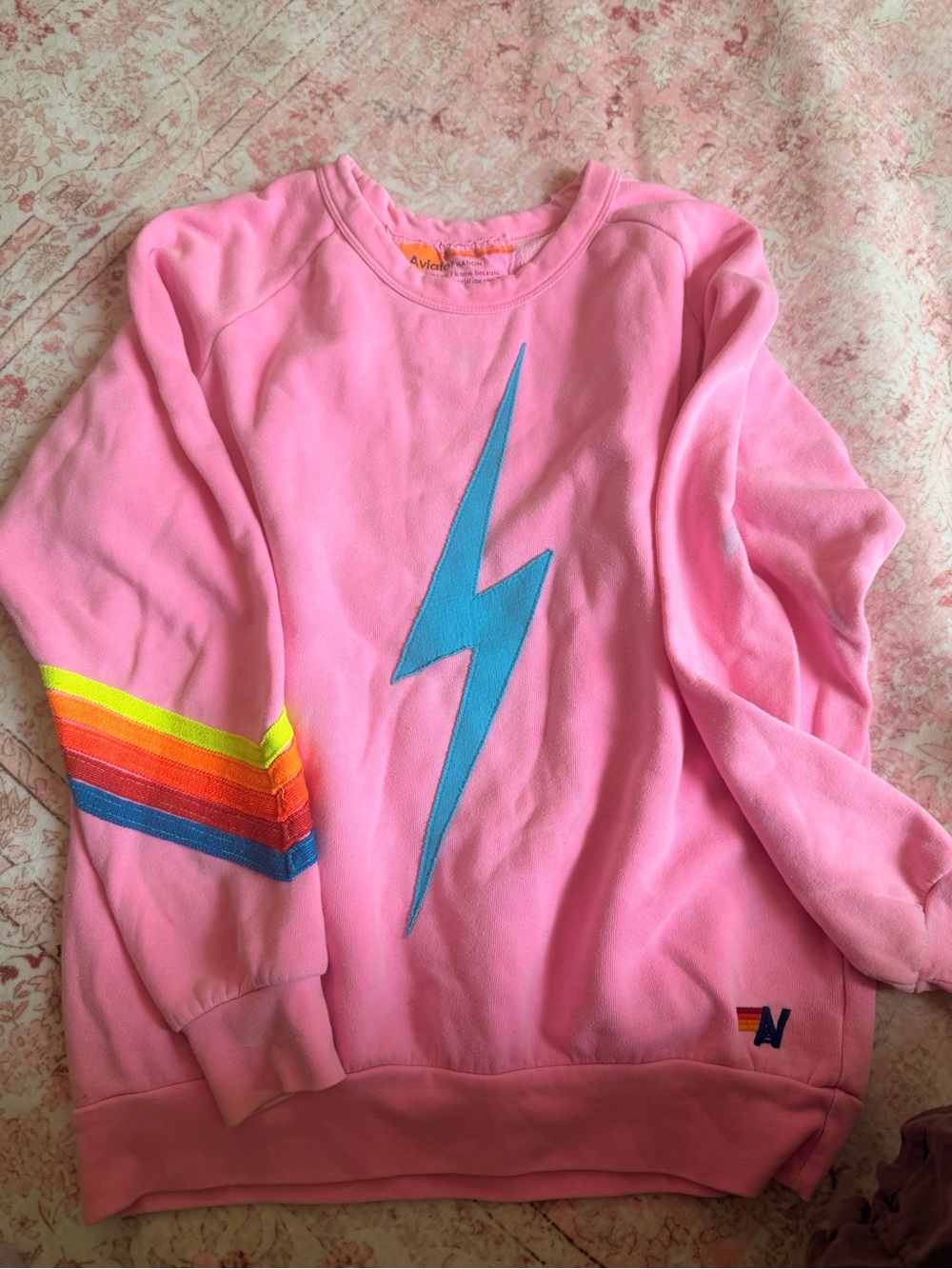 Aviator Nation Pink Lightning Graphic Sweatshirt